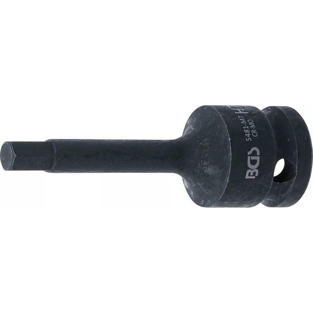 Kraft-Bit-Einsatz, Länge 75 mm, Antrieb Innenvierkant 12,5 mm (1/2"), Innensechskant 7 mm