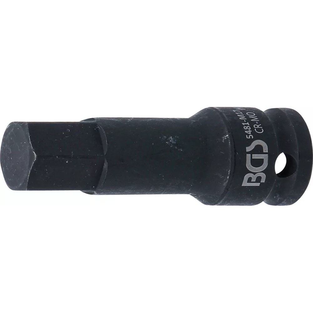 Kraft-Bit-Einsatz, Länge 75 mm, Antrieb Innenvierkant 12,5 mm (1/2"), Innensechskant 17 mm