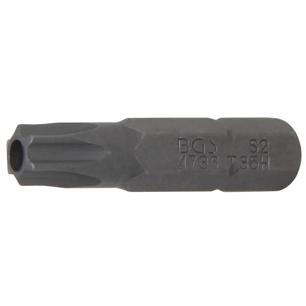 Bit, Länge 25 mm, Antrieb Außensechskant 6,3 mm (1/4"), T-Profil (für Torx) mit Bohrung T35