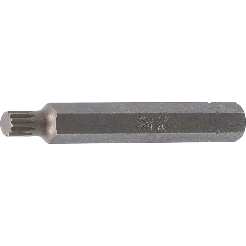 Bit, Länge 75 mm, Antrieb Außensechskant 10 mm (3/8"), Innenvielzahn (für XZN) M8