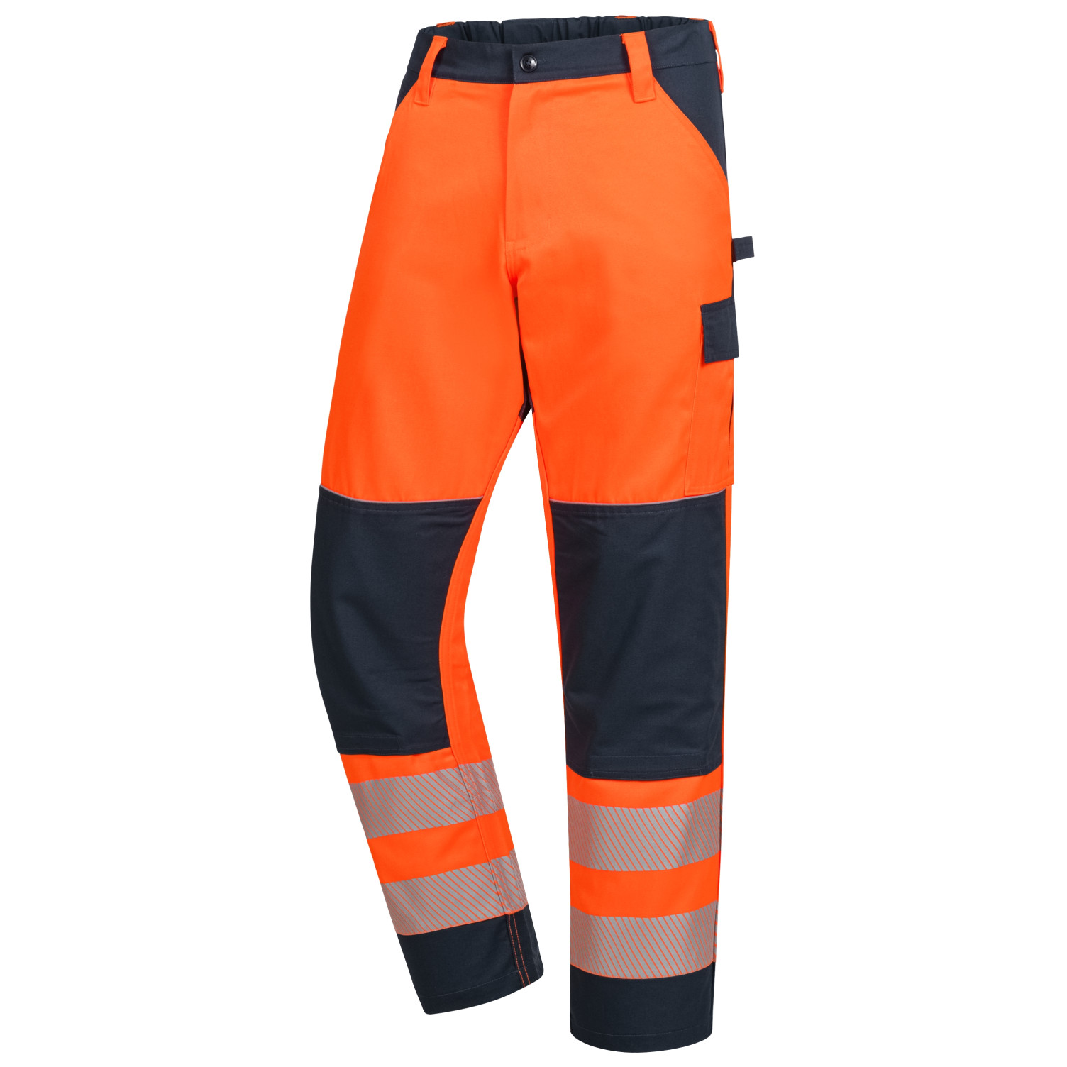 Warnschutz-Bundhose MOTION TEX VIZ lange Warn-Arbeitshose neonorange / marineblau