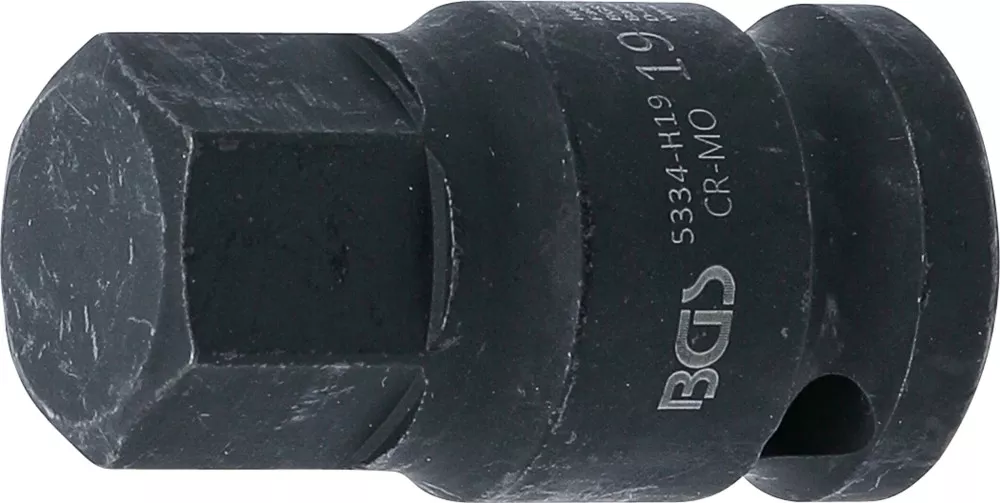 Kraft-Bit-Einsatz, Länge 42 mm, Antrieb Innenvierkant 12,5 mm (1/2"), Innensechskant 19 mm