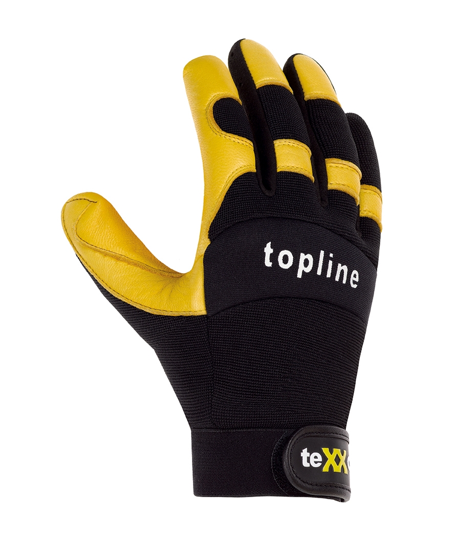 teXXor® Kuhleder-Handschuhe TACOMA, SB-Verpackung gelb/schwarz