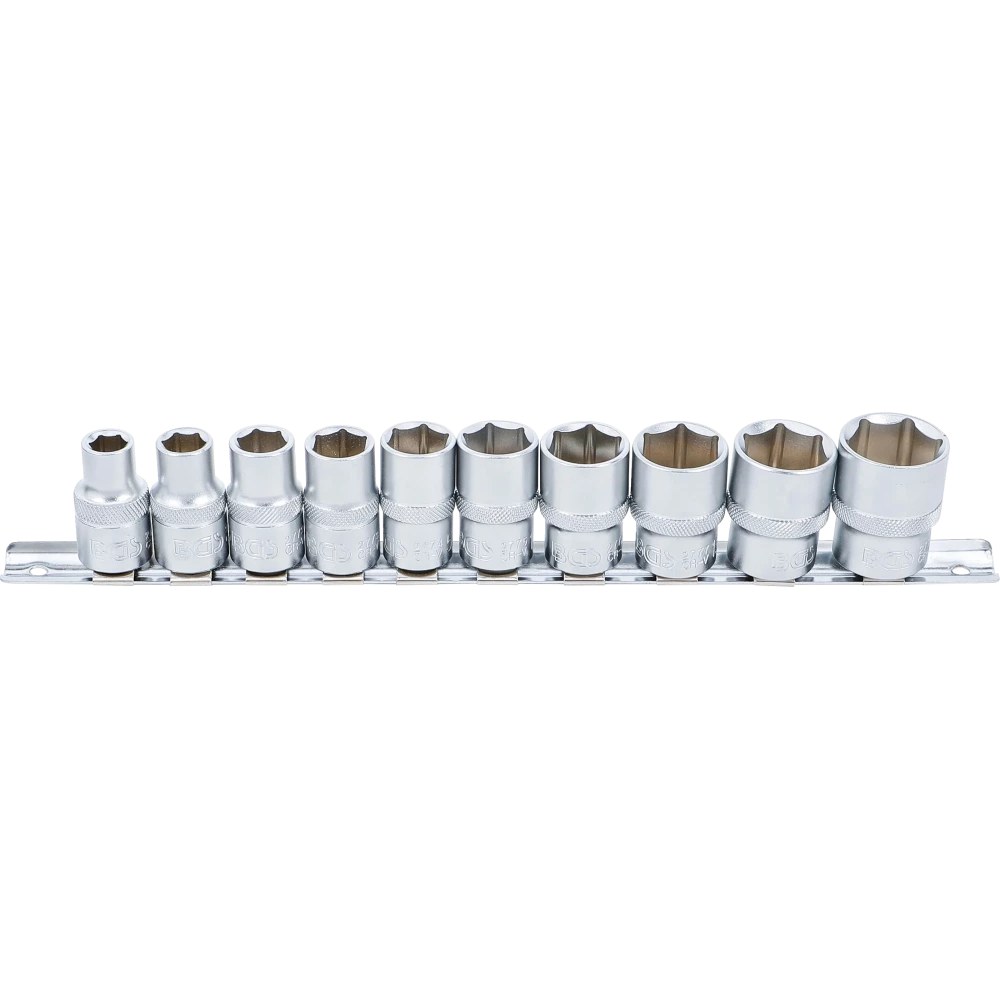 Steckschlüssel-Einsatz-Satz, Sechskant, Antrieb Innenvierkant 12,5 mm (1/2"), Zollgrößen, 10-tlg.
