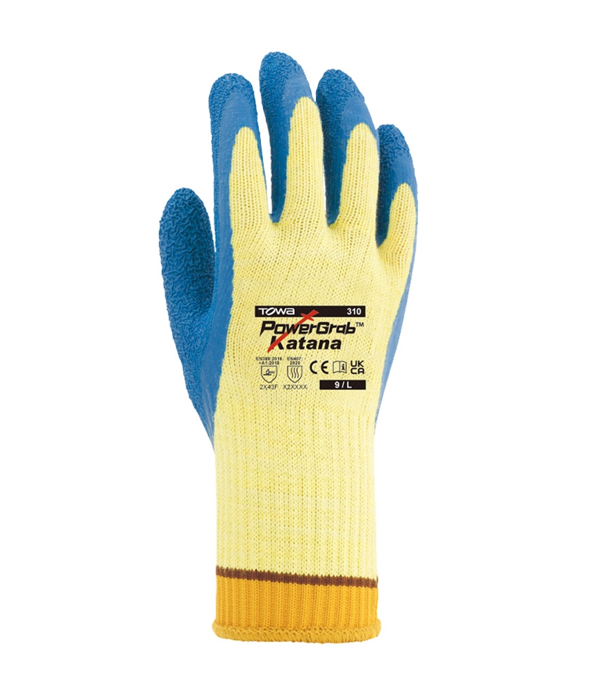 TOWA® Aramid-Faser Strickhandschuhe PowerGrab® Katana goldgelb/blau