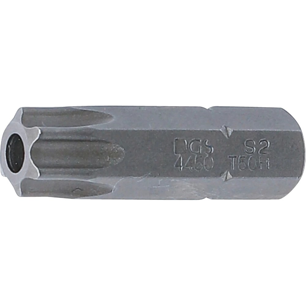Bit, Länge 30 mm, Antrieb Außensechskant 8 mm (5/16"), T-Profil (für Torx) mit Bohrung T50