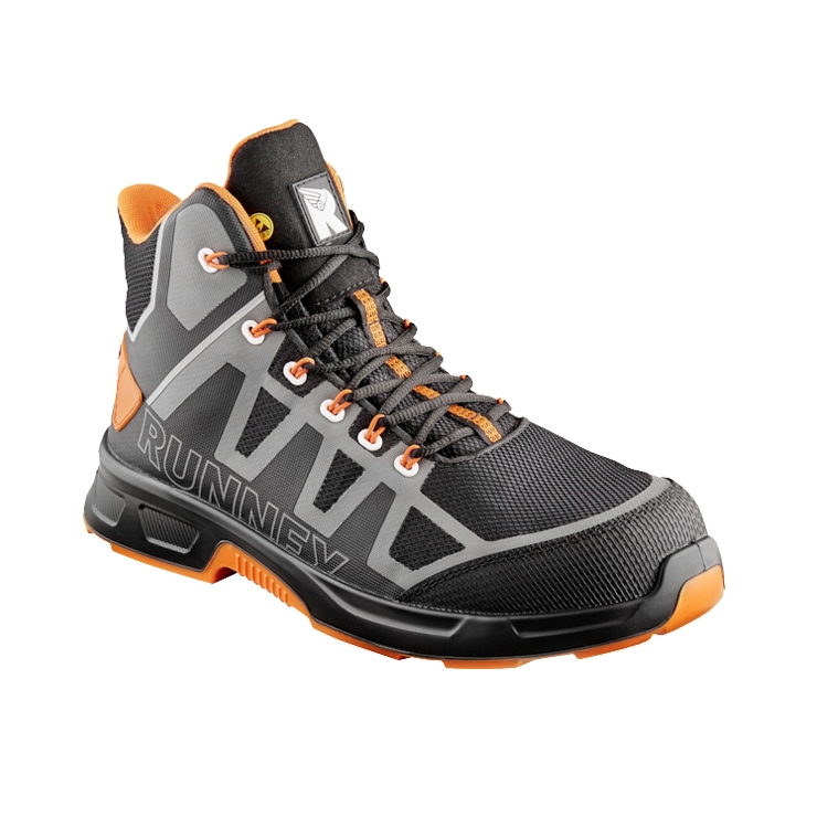 RUNNEX® S3S ESD-Sicherheitsschnürstiefel ActionStar schwarz/grau/orange