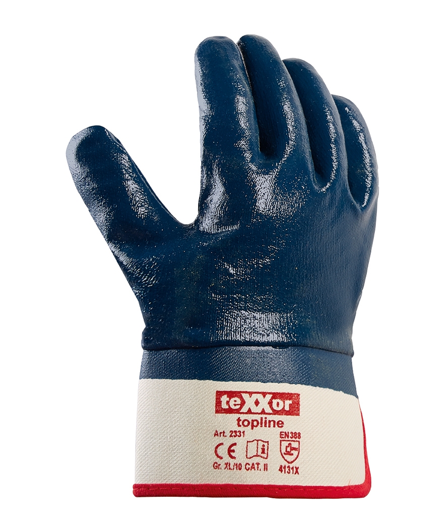 teXXor® Nitril-Handschuhe STULPE beige/blau