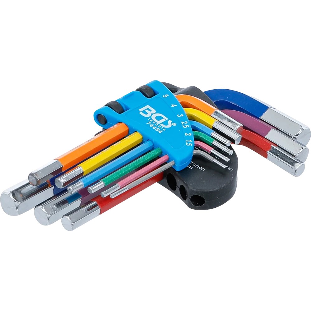 Winkelschlüssel-Satz, Multicolour, kurz, Innensechskant 1,5 - 10 mm, 9-tlg.
