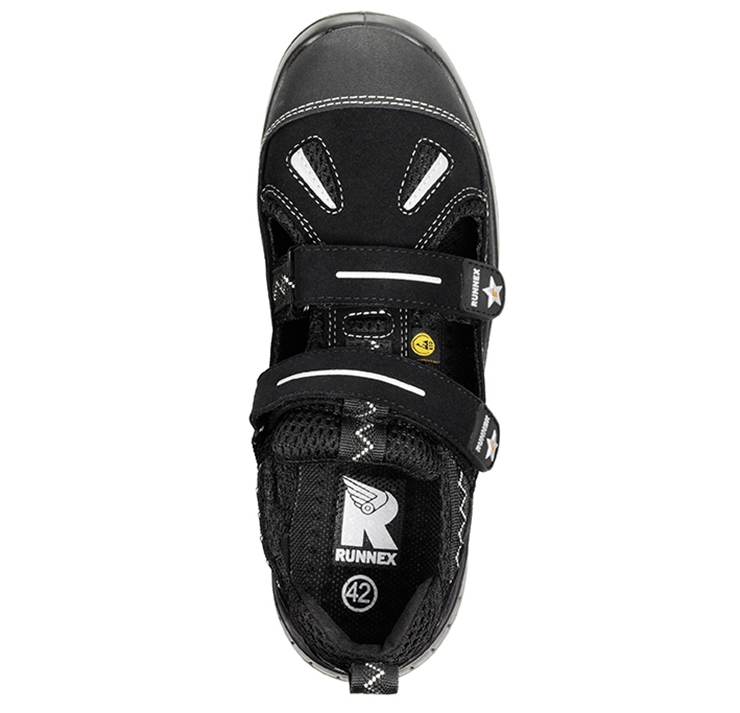 RUNNEX® S1-ESD-Sicherheitsklettsandalen TeamStar schwarz/silber