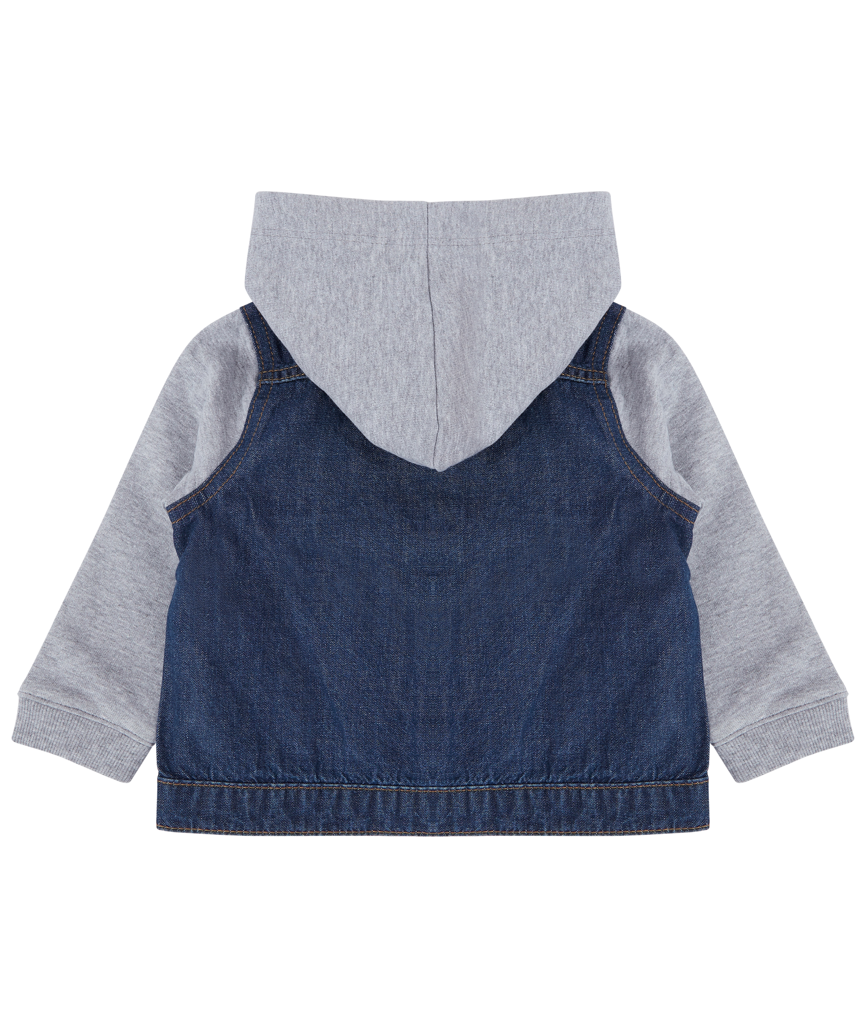 Denim Jacket With Fleece Hood And Sleeves