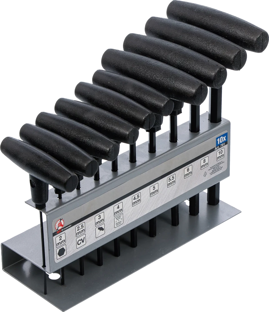 Schraubendreher-Satz mit T-Griff, Innensechskant 2 - 10 mm, 10-tlg.