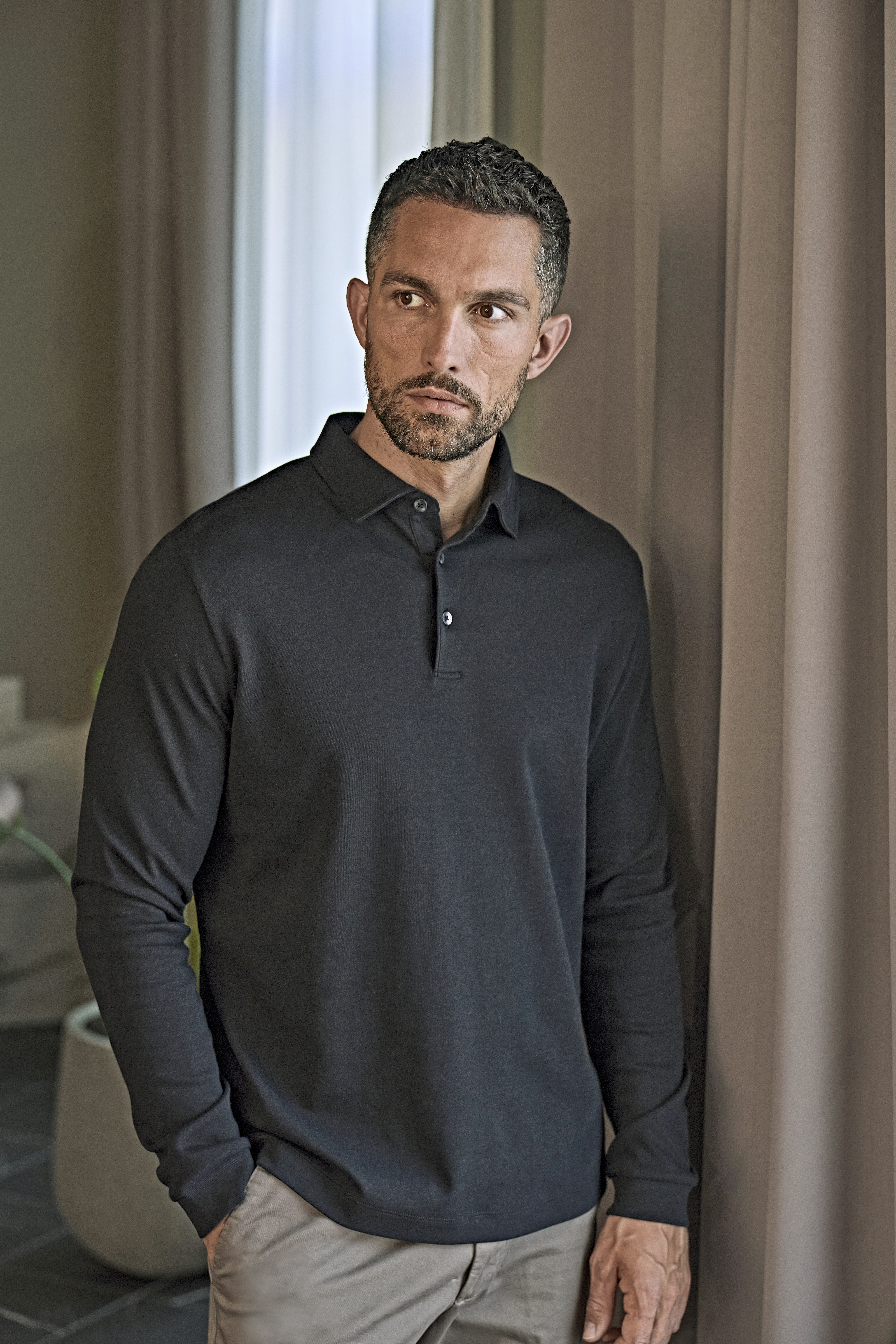Pima Cotton Long Sleeve Polo