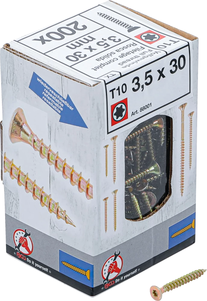 Mehrzweckschrauben, T-Profil (für Torx) T10, 3,5 x 30 mm, 200 Stück