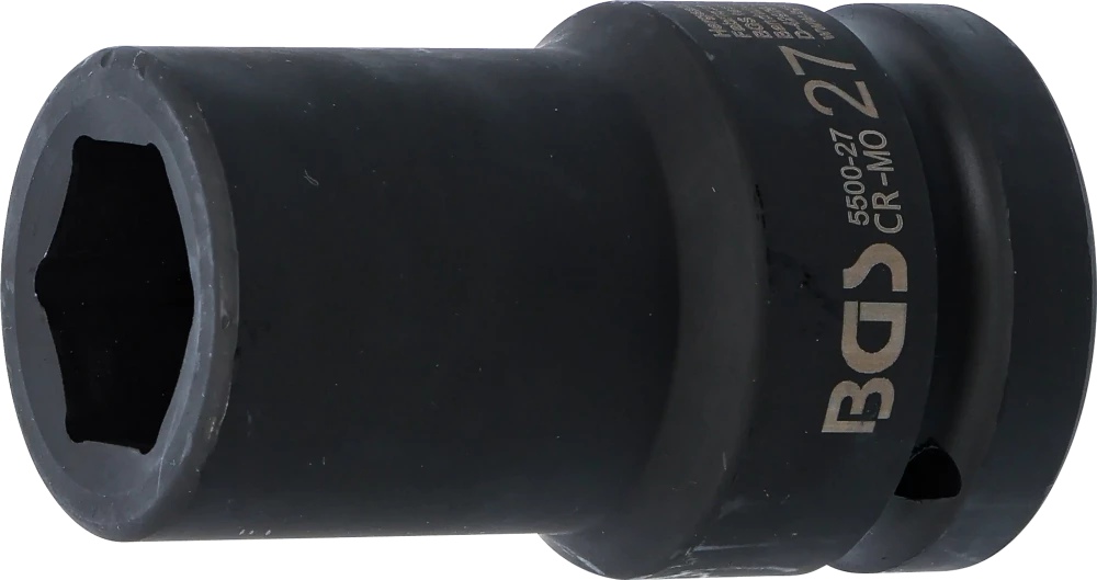 Kraft-Steckschlüssel-Einsatz Sechskant, tief, Antrieb Innenvierkant 25 mm (1"), SW 27 mm