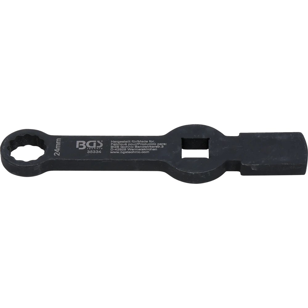 Schlag-Ringschlüssel, Zwölfkant, mit 2 Schlagflächen, SW 24 mm