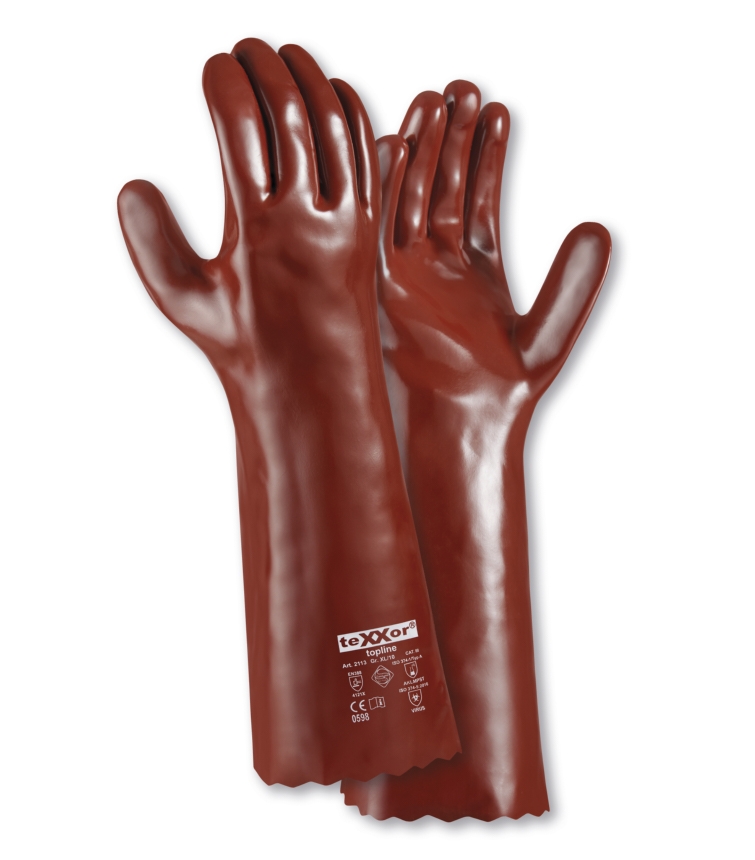 teXXor® Chemikalienschutz-Handschuhe PVC ROTBRAUN rotbraun