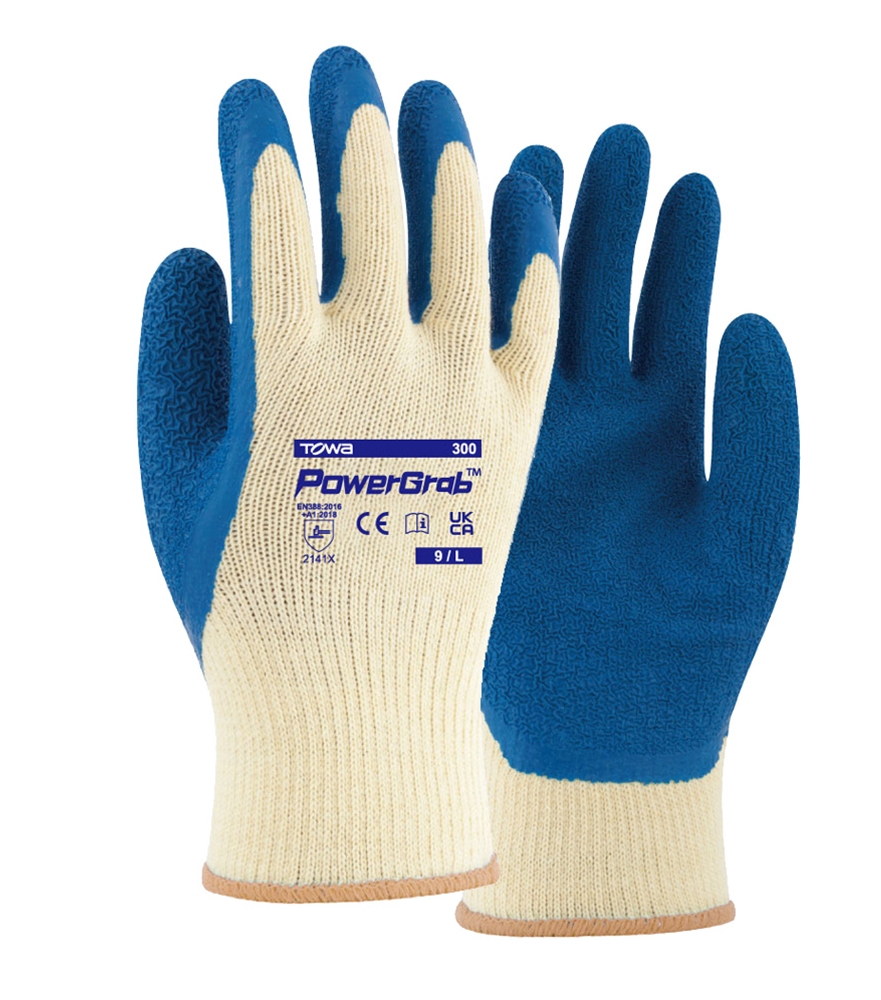 TOWA® Baumwoll-/Polyester-Strickhandschuhe PowerGrab® natur/blau