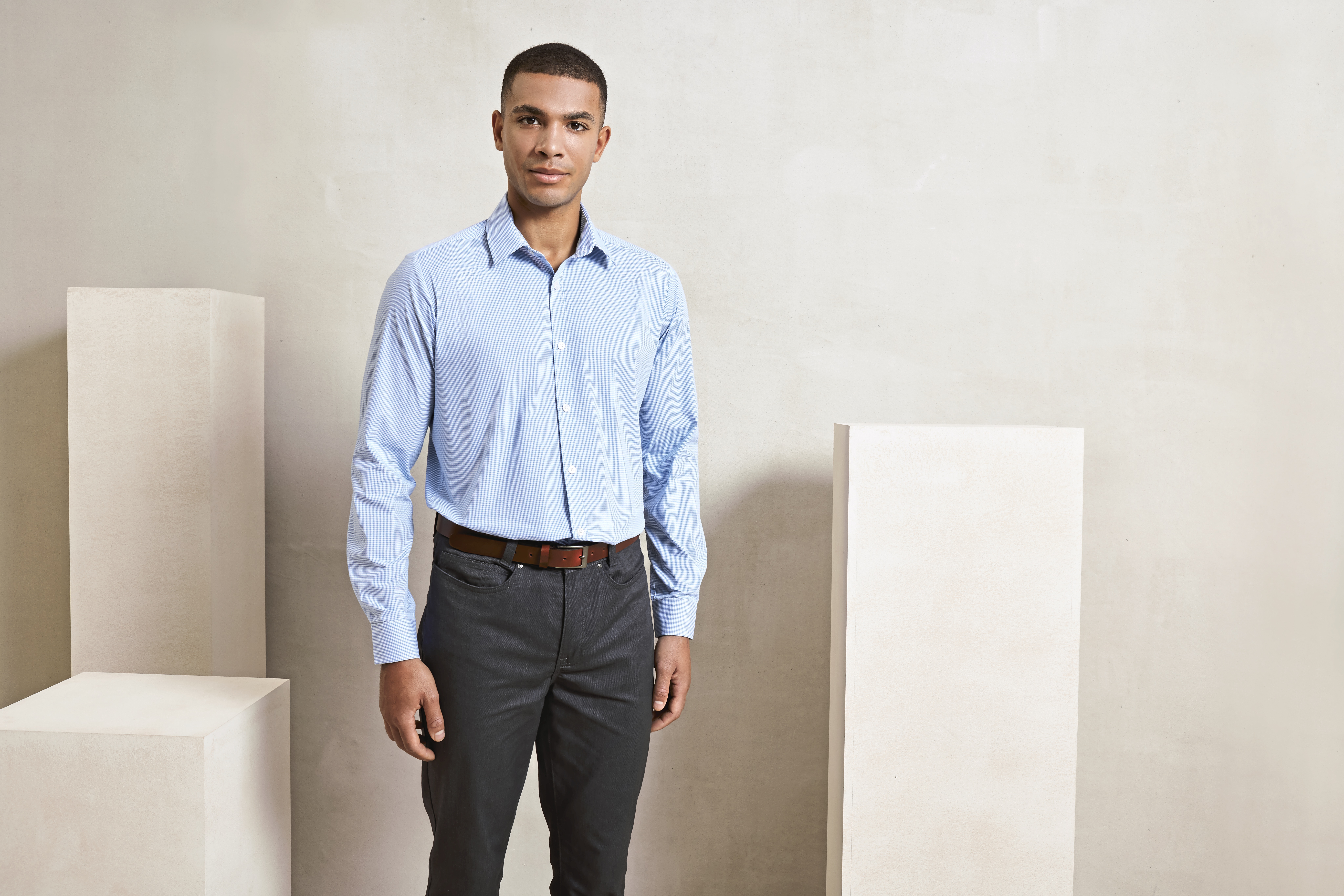 Hemd – Men´s Microcheck (Gingham) Long Sleeve Cotton Shirt