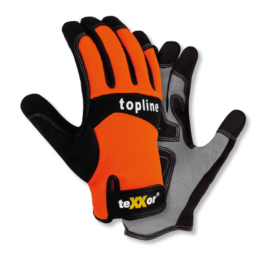 teXXor® Kunstleder-Handschuhe IRVINE, SB-Verpackung orange/schwarz/grau