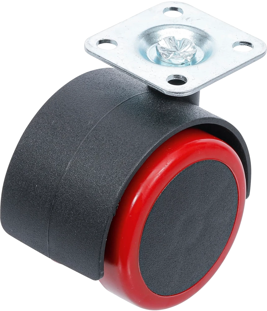 Lenk-Doppelrolle, rot/schwarz, 50 mm