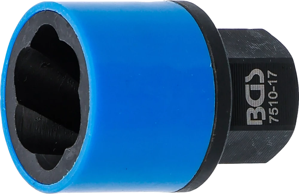Spiral-Profil-Steckschlüssel-Einsatz / Schraubenausdreher, Antrieb Außensechskant 17 mm, SW 17 mm