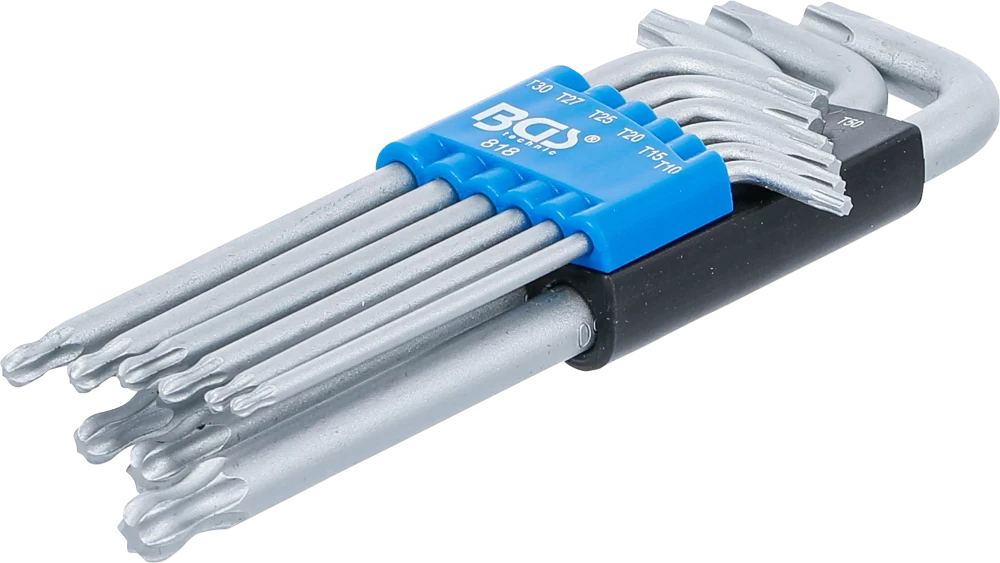 Winkelschlüssel-Satz, T-Profil (für Torx) mit Kugelkopf, T10 - T50, 9-tlg.