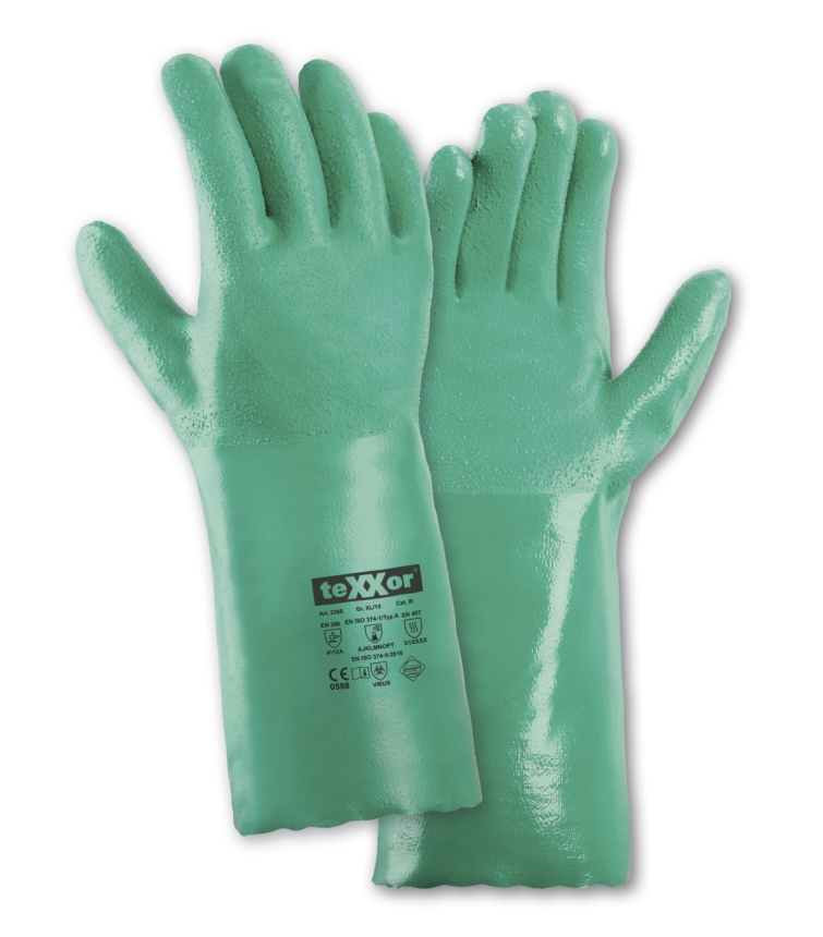 teXXor® Nitril-Handschuhe GERAUTE OBERFLÄCHE grün