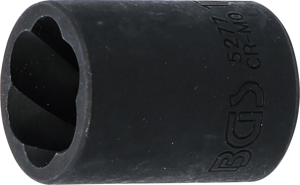 Spiral-Profil-Steckschlüssel-Einsatz / Schraubenausdreher, Antrieb Innenvierkant 10 mm (3/8"), SW 17 mm