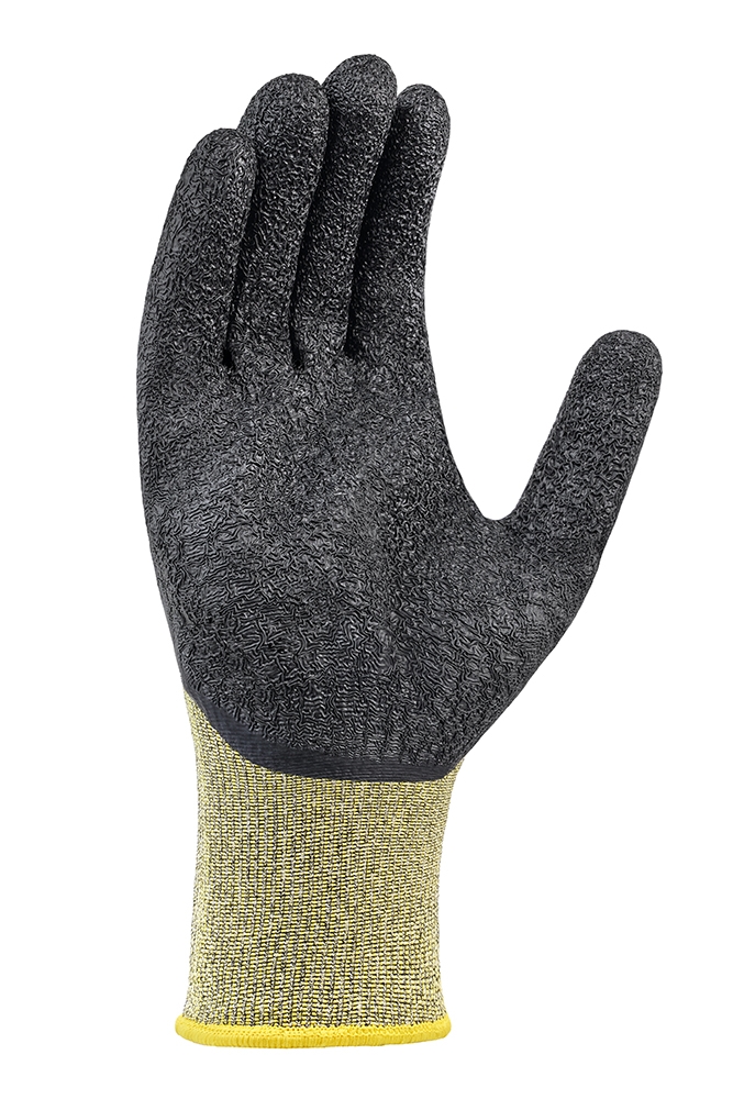 teXXor® Winterhandschuh BLACK CUT® D mit ¾ Latexbeschichtung grau-meliert/gelb/schwarz