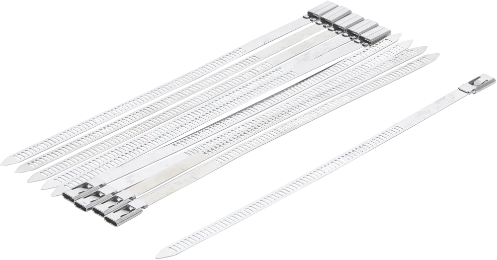 Kabelbinder-Sortiment, Edelstahl, rostfrei, 7,0 x 200 mm, 10-tlg.
