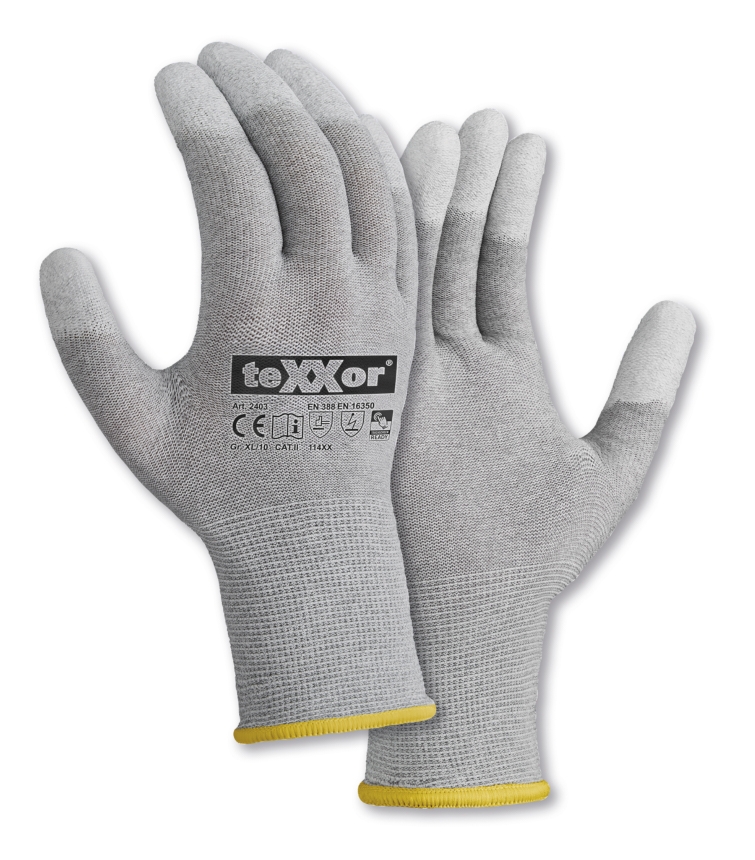 teXXor® Strickhandschuhe ESD 1 grau/ weiß