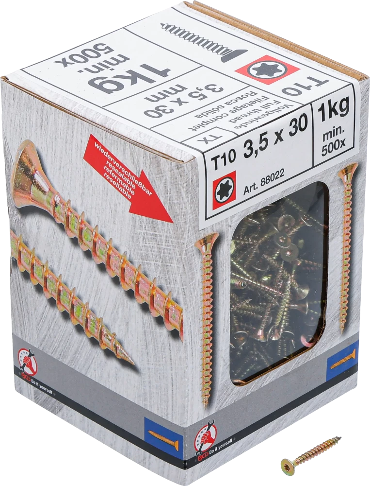 Mehrzweckschrauben, T-Profil ( für Torx) T10, 3,5 x 30 mm, 1 kg / 500 Stück