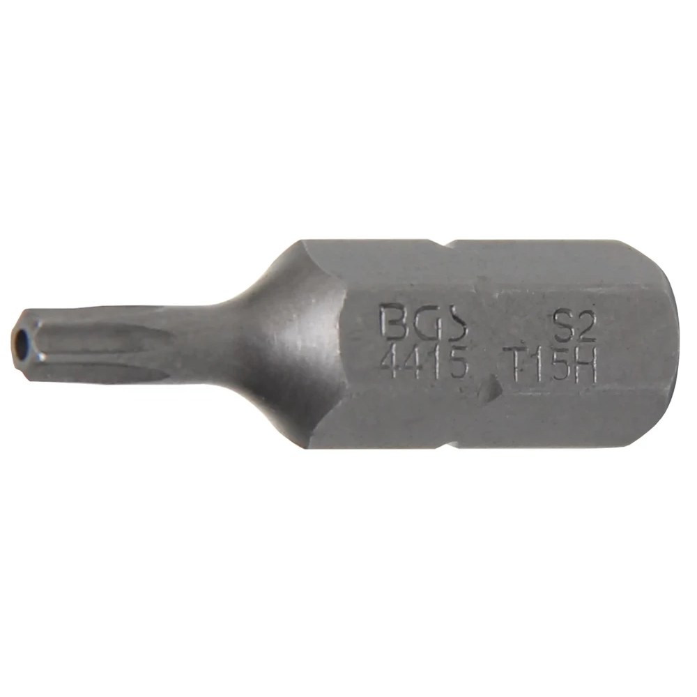 Bit, Länge 30 mm, Antrieb Außensechskant 8 mm (5/16"), T-Profil (für Torx) mit Bohrung T15
