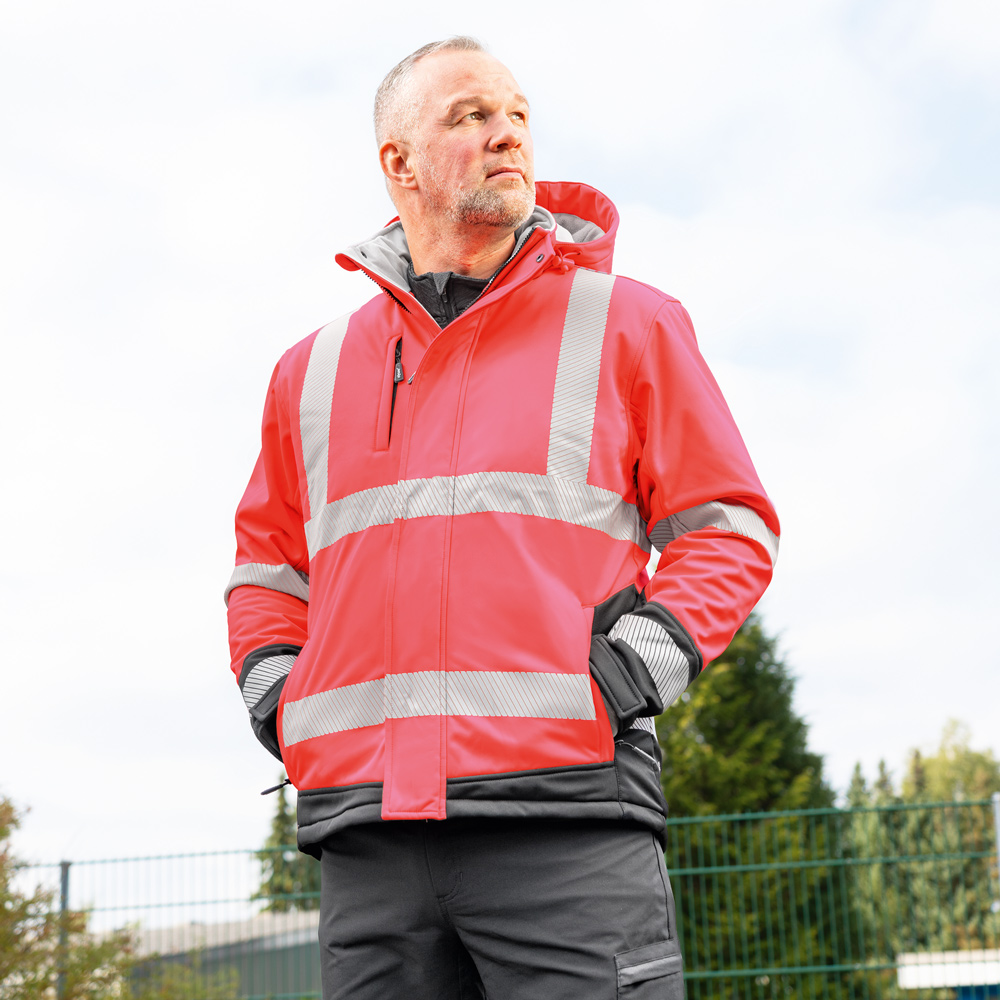 Wattierte Warnschutz-Softshelljacke Kaleb