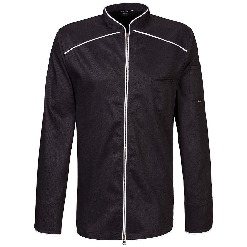 Kochjacke mit Paspel schwarz mit Paspel