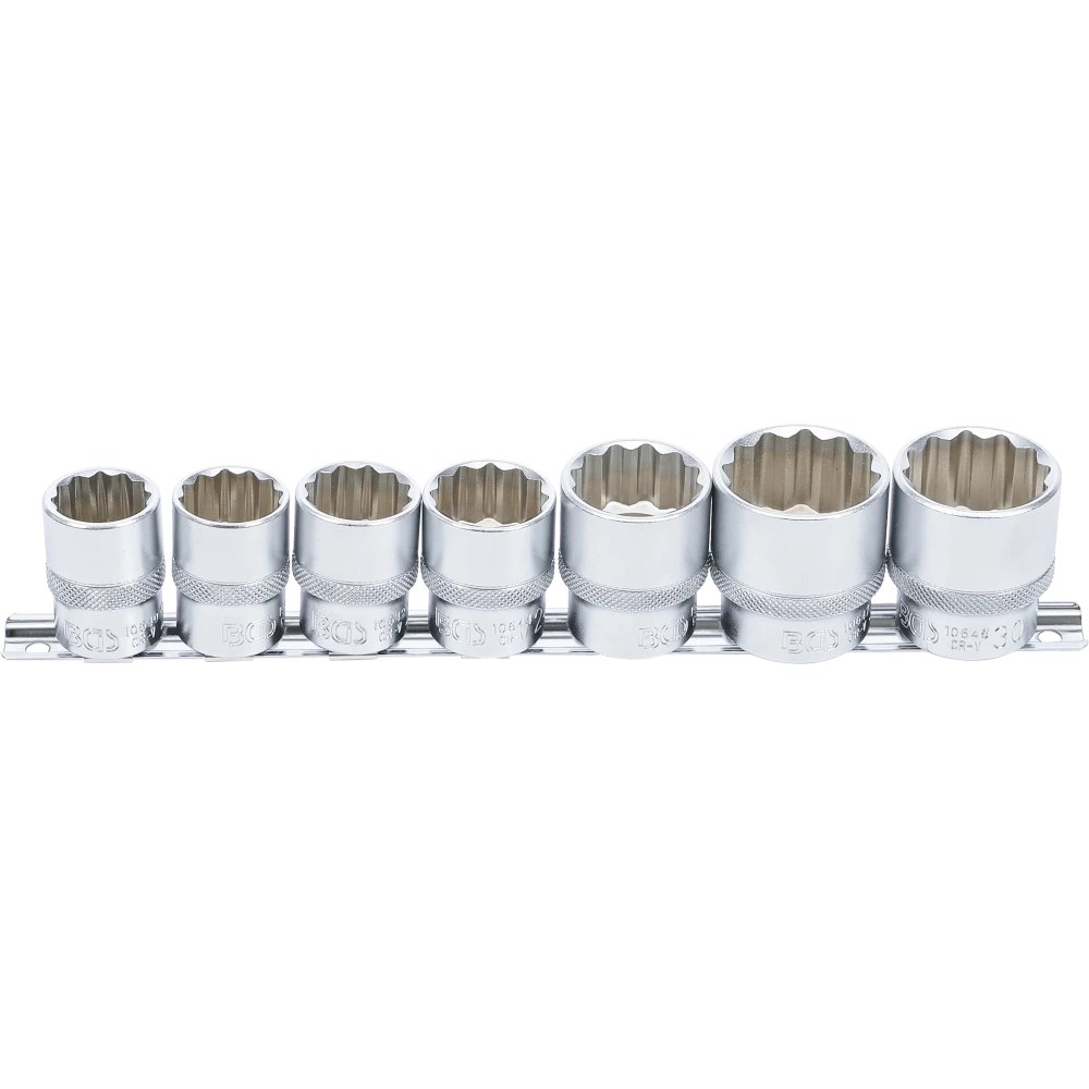 Steckschlüssel-Einsatz-Satz, Zwölfkant, Antrieb Innenvierkant 12,5 mm (1/2"), SW 20 - 32 mm, 7-tlg.