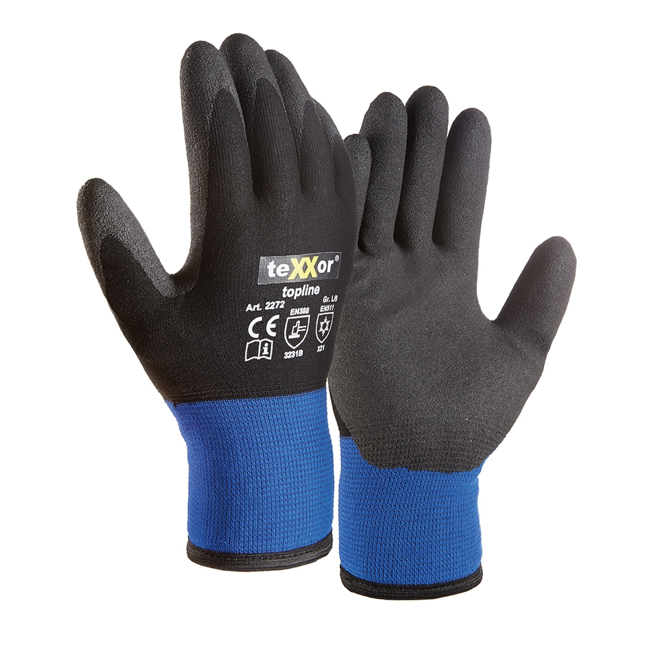 teXXor® Nylon-Winterhandschuhe HPT® schwarz/blau
