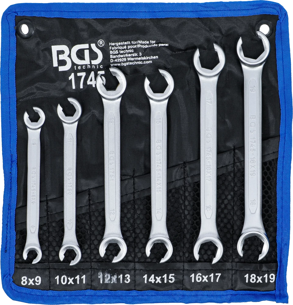 Offener Doppel-Ringschlüssel-Satz, SW 8 x 9 - 18 x 19 mm, 6-tlg.