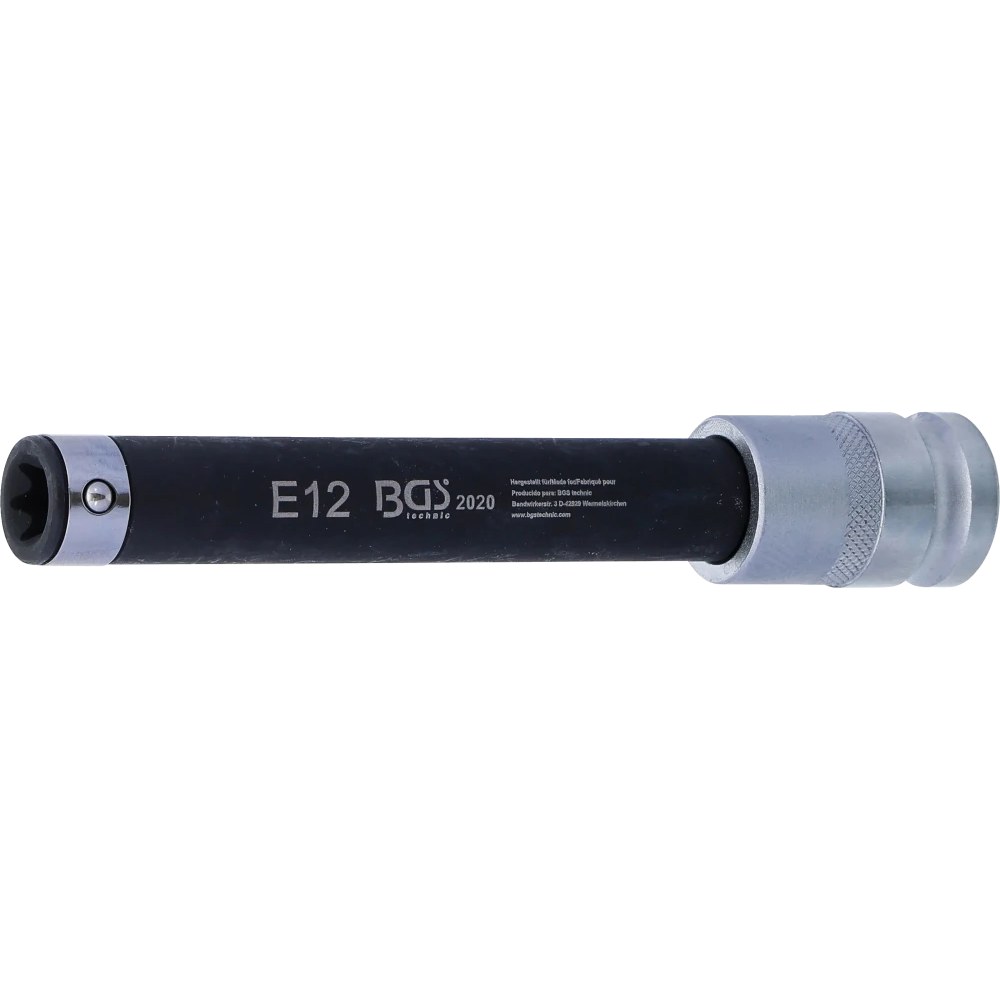 Steckschlüssel-Einsatz für BMW-Zylinderkopf E-Profil, 150 mm, Antrieb Innenvierkant 12,5 mm (1/2"), SW E12