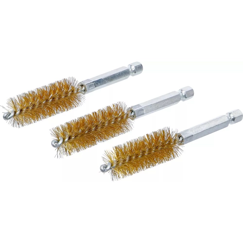 Messingbürste, 16 mm, Antrieb Außensechskant 6,3 mm (1/4"), 3-tlg.