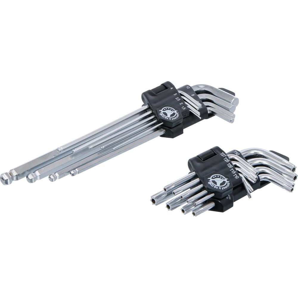Winkelschlüssel-Satz, lang, T-Profil (für Torx) T10 - T50 / Innensechskant 1,5 - 10 mm, 18-tlg.