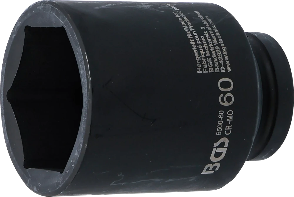 Kraft-Steckschlüssel-Einsatz Sechskant, tief, Antrieb Innenvierkant 25 mm (1"), SW 60 mm