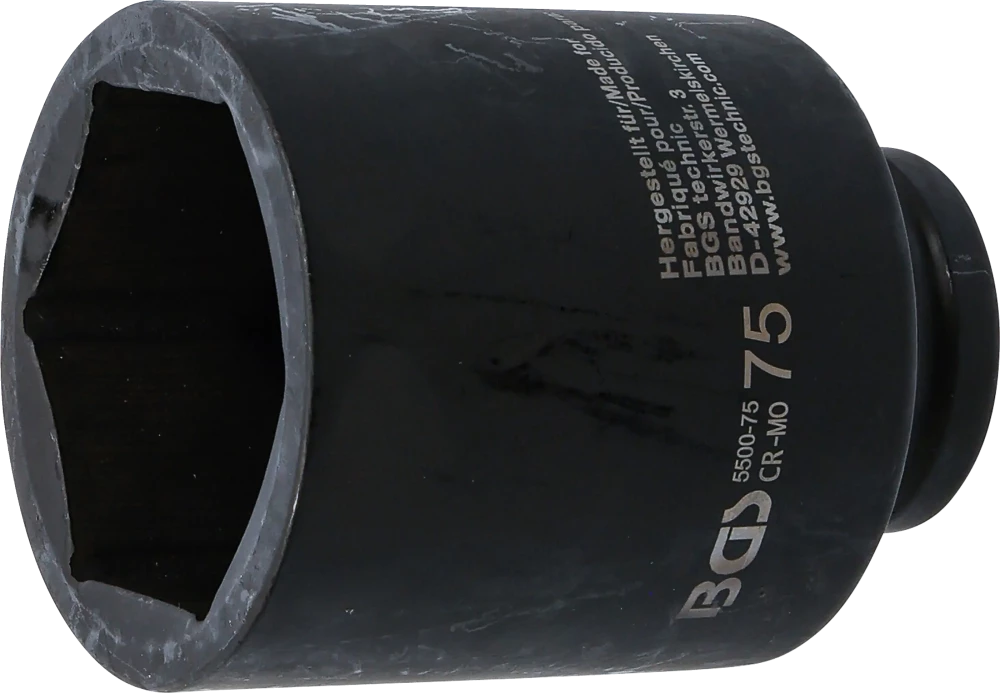 Kraft-Steckschlüssel-Einsatz Sechskant, tief, Antrieb Innenvierkant 25 mm (1"), SW 75 mm