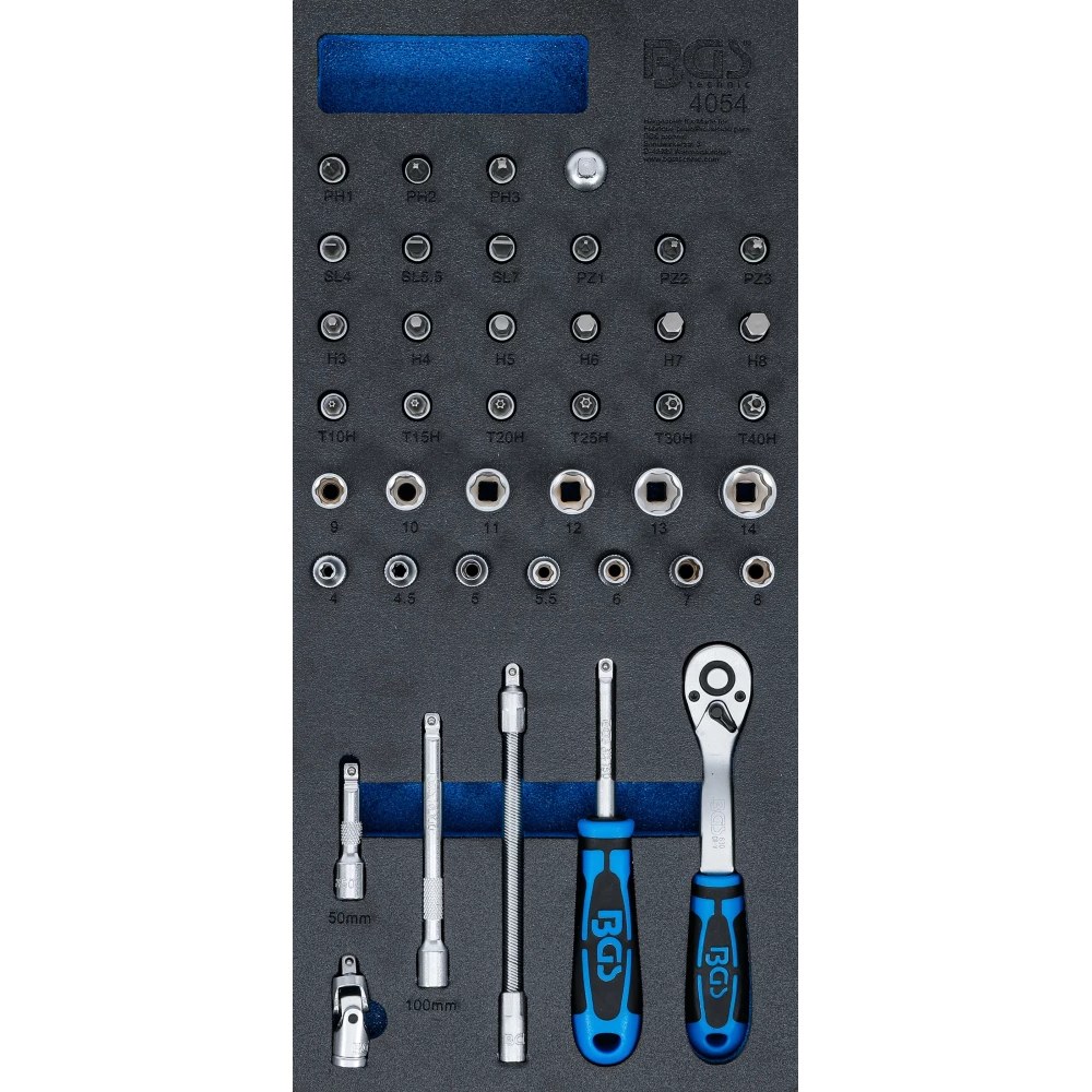 Werkstattwageneinlage 1/3: Steckschlüssel-Satz, 6,3 mm (1/4"), 41-tlg.