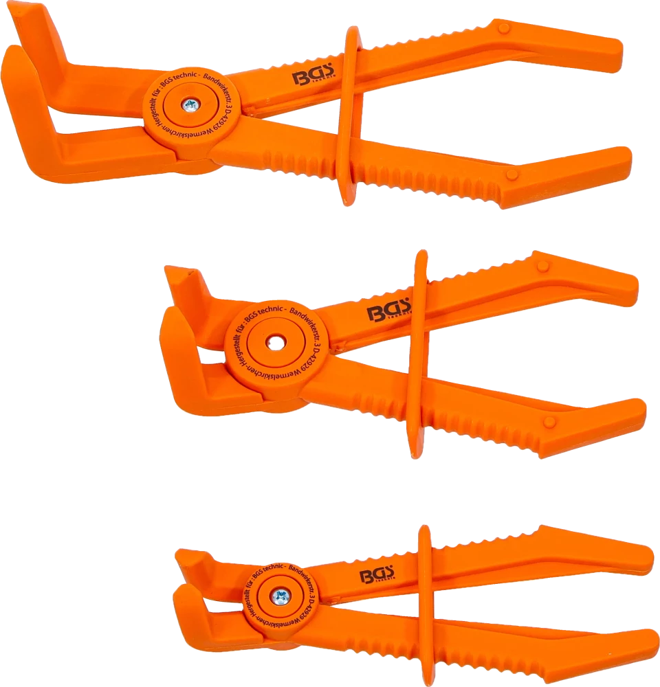 Schlauch-Abklemmzangen-Satz, 90° abgewinkelt, 155 - 220 mm, 3-tlg.