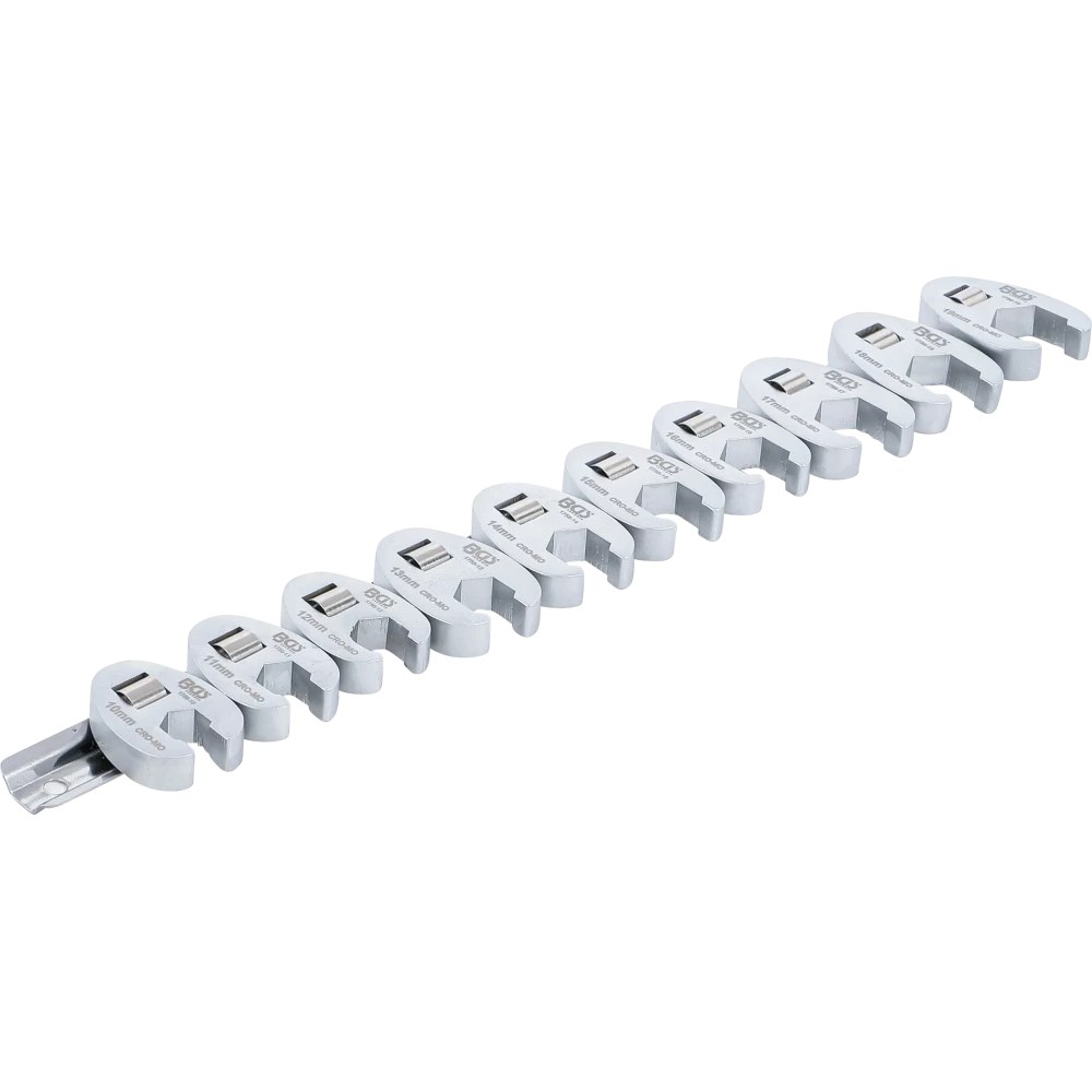 Hahnenfußschlüssel-Satz, Antrieb Innenvierkant 10 mm (3/8"), SW 10 - 19 mm, 10-tlg.