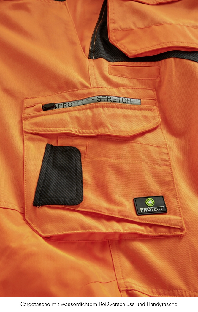 4PROTECT® Warnschutz-Bundhose TENNESSEE leuchtorange/grau