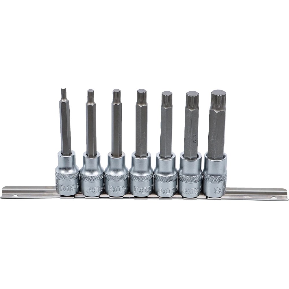 Bit-Einsatz-Satz, Antrieb Innenvierkant 12,5 mm (1/2"), Innenvielzahn (für XZN) M5 - M14, 7-tlg.