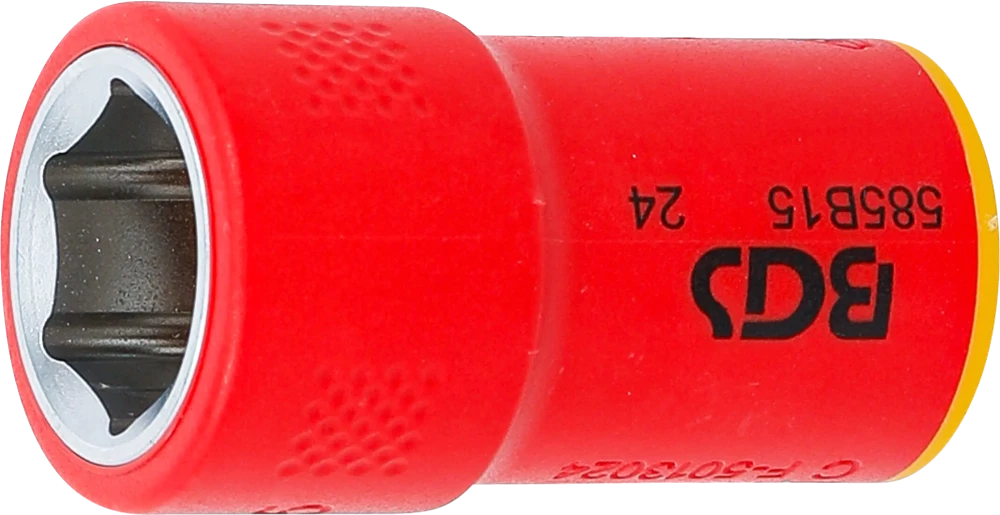 VDE-Steckschlüssel-Einsatz Sechskant, Antrieb Innenvierkant 10 mm (3/8"), SW 15 mm